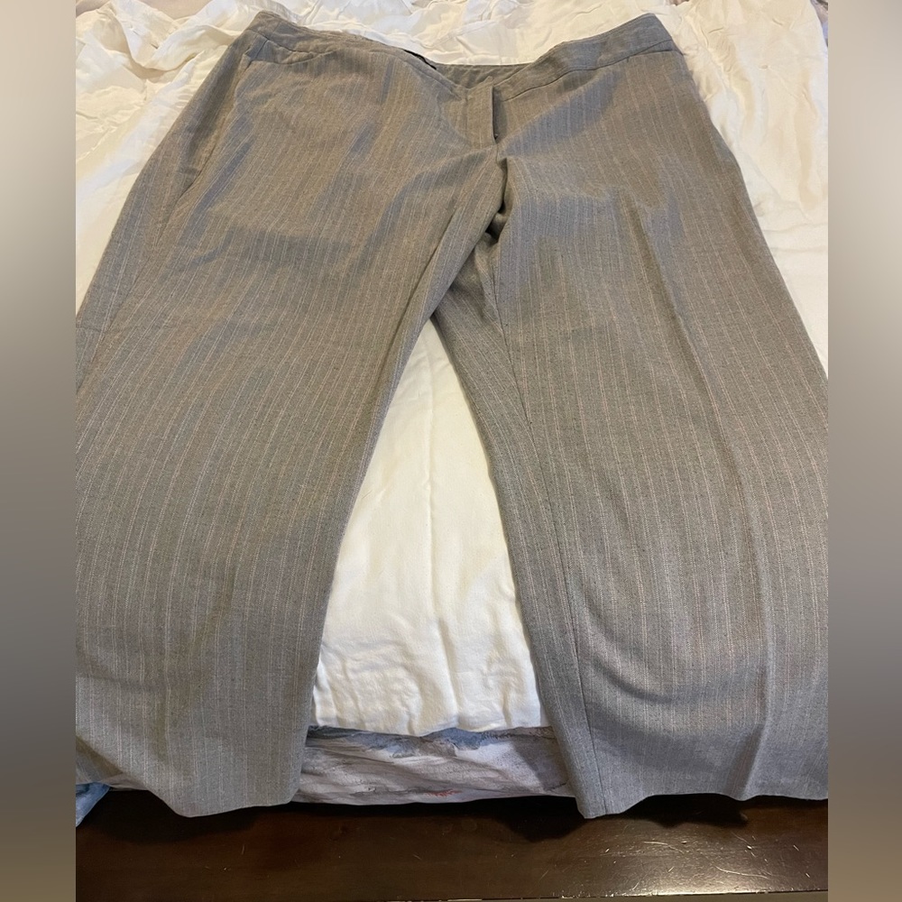 Gray with pink pinstripe slacks